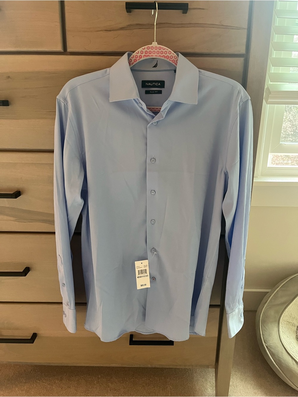 Nautica Men's Light Blue Long Sleeve Dress Shirt